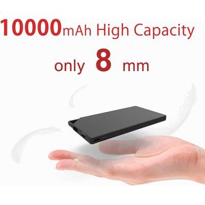 Tntor 10000Mah Ultra Dunne Mini Power Bank Smartwatch Ingebouwde Kabel Draagbare Powerbank Snelle Lading Voor Android Iphone