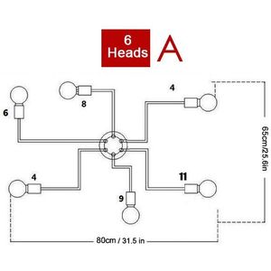 Meerdere Staaf metalen kroonluchter Vintage Ijzeren Plafondlamp Edison E27 Lamp Lamparas voor Thuis Verlichting Armatuur Nordic Keuken eiland