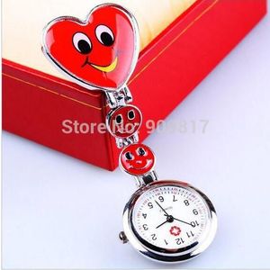 Smile Gezicht Verpleegster Clip Horloge Medische Gebruik Pocket Sweetheart Fob Broche Quartz Sluiting Horloge 20 stks/partij