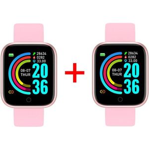 2 Pcs Y68 Smart Horloge Fitness Tracker Bloeddruk Smartwatches Mannen Vrouwen Waterdicht Hartslag Horloge