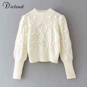 Dicloud Coltrui Vrouwen Pom Poms Trui Herfst Winter Oversized Lange Mouwen Gebreide Jumpers Mode Dames Trui