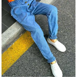 Grote Verkoop Fahsion Blauwe Kleur Jeans Broek Baby Kids Meisjes Broek Peuter Zweet Kinderen Lente Herfst Denim Broek Met Zakken