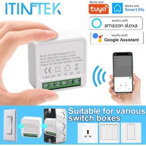 16A Mini Smart WIFI DIY Switch Module Supports 2 Way Control Voice Control Timer Works with Alexa Google Home Smart Life App