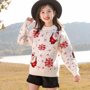 Rood Beige Kerst Trui Jumper Voor 3 4 6 8 10 12 Jaar Tieners Meisjes Fleece Herfst Winter Trui Truien kleding