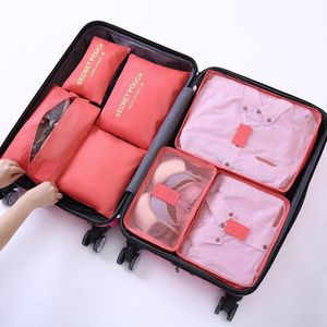 1 Set 7Pcs Oxford Doek Reizen Netje In Koffer Bagage Organizer Verpakking Cube Organiser Voor Kleding afwerking