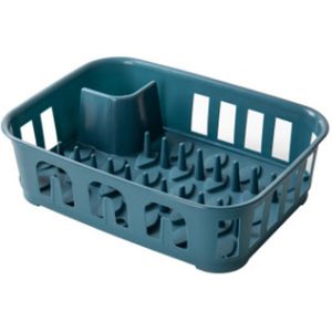 Keuken Gootsteen Afdruiprek Wassen Houder Mand Plastic Organizer Tray Water Bowls Cup Hollow Droger Bestek Opbergrek Wit/blauw