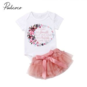 Gloednieuwe Valentijnsdag Peuter Baby Meisjes Sets Brief Bloemen Cirkel Romper Tops + Roze Tutu Rokken + hoofdband Zomer Kleding