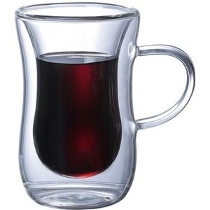 80ml Transparante Glazen Beker Met Handvat Dubbele Muren Glas Melk Thee Sap Koffie Cup Mokken Hittebestendig Glas Cups drinkware