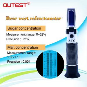 Bier Refractometer 0-32% Suiker Meter Wort Hydrometer Wijn Tester Handheld Refractometer Mout 1.0 ~ 1.13, Suiker RZ129