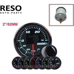 Zwart 2 ""Turbo Boost Gauge 52Mm Tinted 7 Kleur 0-30 Psi Druk Vacuüm Turbo Meter 2