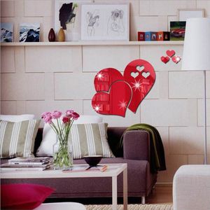 Diy 3D Spiegel Verwijderbare Love Hearts Muursticker Home Living Badkamer Kamer Art Mural Decor Muur Decor
