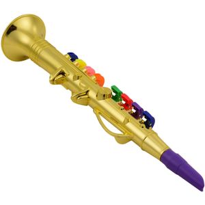 Speelgoed Klarinet Voor Kinderen Peuters Abs Metallic Gold Klarinet Met 8 Gekleurde Toetsen