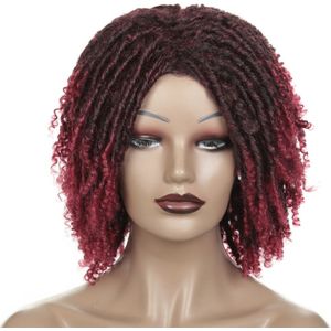 Korte Gehaakte Vlechten Pruiken Voor Zwarte Vrouwen Synthetische Dreadlock Haar Pruik Ombre Twist Afro Pruik Afrikaanse Gouden Schoonheid