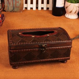 Koninklijke Stijl Bruin Torched Hout Badkamer Facial Tissue Box Holder Cover Servet Tissue Dispenser Organizer Houder