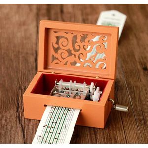 Vintage Houten DIY Handslinger Muziekdoos mechanisme Tune 30 Notes muziek Instrument Set 30 Beweging Met 30 STKS Papier Kerstcadeau