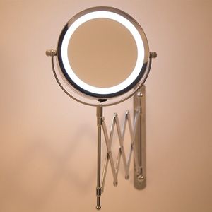Led Make-Up Spiegel Bad Spiegel Vergroting Wandmontage Verstelbare Cosmetische Spiegel Dual Arm Extend 2-Gezicht Badkamer Spiegel 3X