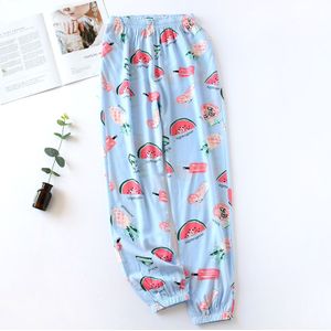 Leggings Vrouwen Slapen Broek Zomer Mosquito Proof Pyjamabroek Losse Viscose Print Elastische Taille Satijn Slaap Bodems