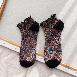 Print Katoen Vrouw Sokken Zomer Harajuku Retro Korte Sokken Koreaanse Japanse Stijl Kawaii Leuke Low Cut Ankle Sok Slippers