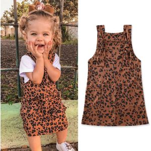 1-6Y Peuter Baby Kid Meisjes Leopard Jurk Mouwloos Casual Overalls Zomer Kinderen Meisjes Kostuums