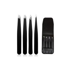 4 Wenkbrauw Pincet Roestvrij Staal Wenkbrauw Clip Stickers Dubbel Ooglid Stickers Pincet Met Koffer Make-Up Tool Set
