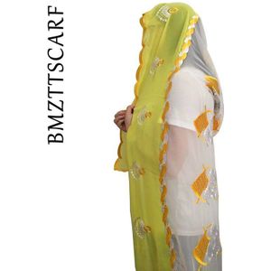 Chiffon Sjaal Moslim Vrouwen Borduren Chiffon Sjaal Met Kwastjes Voor Sjaals BM922
