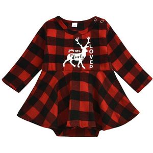 0-24M Baby Romper Lange Mouwen Kinderen Meisjes Rode Gecontroleerd Kerst Fawn Print Rompertjes Fall Outfits Voor Baby party Roupa Menina