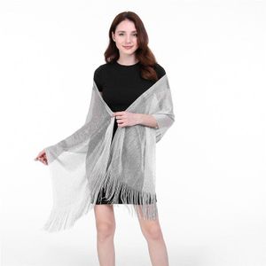 Avondjurken Shawl Party Sjaal Voor Vrouwen Gouden Zilveren Draad Tassel Bruiloft Sjaals Bruids Lange Bolero Schouderophalen Cape