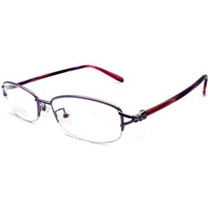 Titanium Frame Glazen Vrouwelijke Semi-Randloze Brillen Ovale Vorm Mode Recept Bril