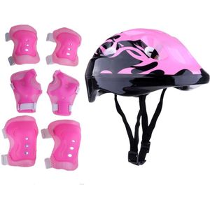 7 Pcs Kind Fietsen Inline Rolschaatsen Beschermende Gear Set-58-62 Cm Veiligheid Helm + Knie & elleboog Pads + Wrist Guards