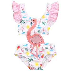 Zomer Flamingo Meisjes Badpak Een Stuk Gedrukt Kinderen Badmode 0-3Years Meisjes Badpak One Piece Beachwear