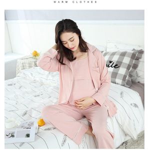 3 Pcs Sexy Moederschap Verpleging Pyjama Katoen Borstvoeding Nachtkleding Kleding voor Zwangere Vrouwen Lente Herfst Zwangerschap Nachtkleding