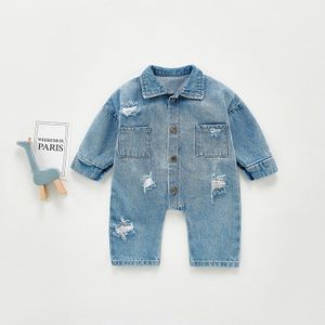 Milancel Lente Baby Rompertjes Enkele Borst Baby Jongens Kleding Turn Down Kraag Peuter Meisjes Denim Jumpsuit