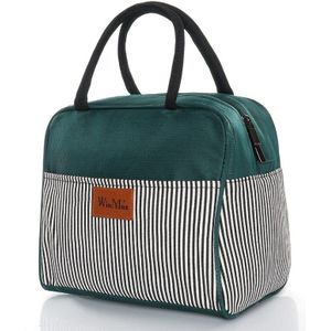 Winmax Grote Dikker Koeltas Voor Vrouwen Gestreepte Print Steak Geïsoleerde Thermische Container Rode Draagbare Voedsel Vers Houden Lunch Tas