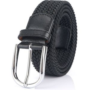 Mannen Gevlochten Stof Riem Metalen Pin Gesp Elastische Riem Casual Canvas Taille Bandjes