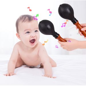 Paar Hout Maracas Zand Hamer Percussie Instrument Met Plastic Schelpen Houten Handvat Muziekinstrumenten Kinderspeelgoed