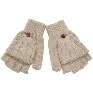 Meisje Winter Handschoenen Effen Twist Gebreide Wollen Flip Cover Vingerloze Handschoenen Zachte Warme Handschoenen Wanten guantes invierno luvas de inverno