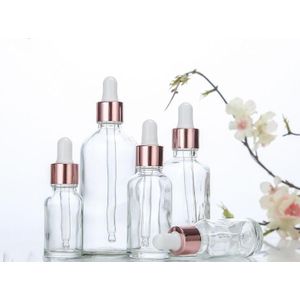 3Pcs Rose-Golden Hervulbare Dropper Etherische Olie Glas Aromatherapie Vloeibare 5-100Ml Voor Massage pipet Flessen