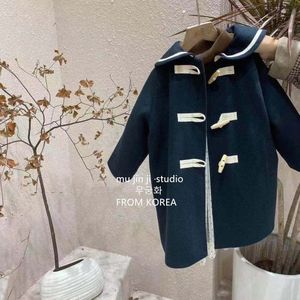 Hooded Winter Meisjes Wollen Jas Elegante Dikke Warme Rode Lange Jassen Parka Kinderen Bovenkleding Kleding Kerst Kids Windjack