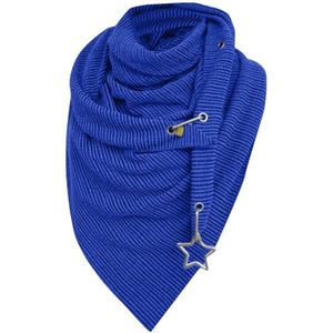 Vrouwen Winter Warm Thicken Oversized Grote Sjaal Met Knop Haak Ster Hanger Effen Kleur Geribbelde Driehoek Sjaal Wrap Bib