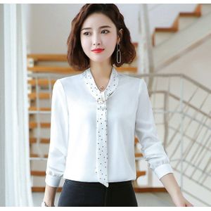 Strikje Shirt Vrouwen Herfst Lange Mouwen Chiffon Blouses Office Dames Temperament Losse Tops Wit