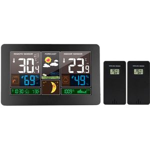 Wandklok Digitale Weerstation 3 Sensor Wireless Indoor Outdoor Thermometer Hygrometer Barometer Weerbericht Modern Horloge-40 ℃