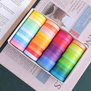 48 Stks/set Basic Effen Kleur Washi Tape Regenboog Kleur Masking Tape Decoratieve Tape Sticker Plakboek Dagboek Briefpapier