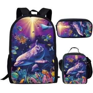 Nopersonality Oceaan Dolfijn Print School Rugzak Sets Voor Kids Cool Jongens Meisjes Reizen Rugzak Middelbare School Rugzakken Mochila