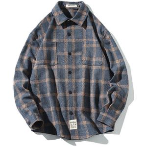 Misniki 2022 Mens Lange Mouwen Plaid Shirt Casual Button Down Gecontroleerd Shirt Katoen Outfit Homme Camisas Sociale JP39