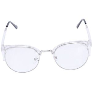 Retro Stijl Vrouwen Mannen Ronde Nerd Bril Clear Lens Eyewear Metalen Frame Glazen Kleuren: Transparant Wit + Silver Frame