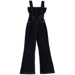 Meisje Denim Overalls Lente Herfst Mode Dunne Jumpsuits Tiener Hoge Taille Boot Cut Broek 6-16Y Ws1959