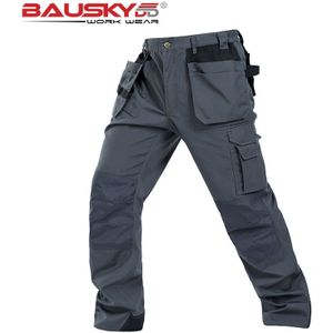 Bauskydd Duurzaam Workwear Polykatoen Mannen Slijtvastheid Multi-Zakken Grijs Cargo Broek Werken Broek Mannen Werkkleding