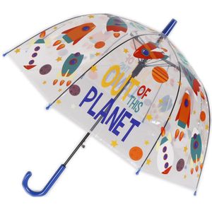 Showersmile Cartoon Paraplu Transparante Kinderen Lange Steel Transparante Paraplu Kids Aap Plant Flamingo Paraplu Voor Meisje