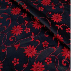 75 cm * 100 cm Brokaat stof kostuum cheongsam brokaat zijde kimono doek stof zwart rode lotus bloem kind jurk kleding stof