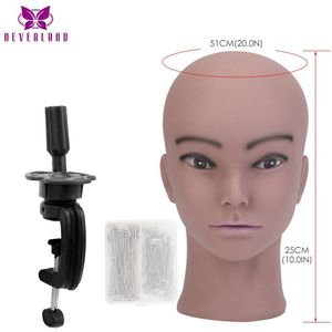 20 ''Vrouw Kaal Mannequin Hoofd Met Kosmetiek Praktijk Afrikaanse Oefenpop Hoofd Voor Haar Styling Pruiken Maken